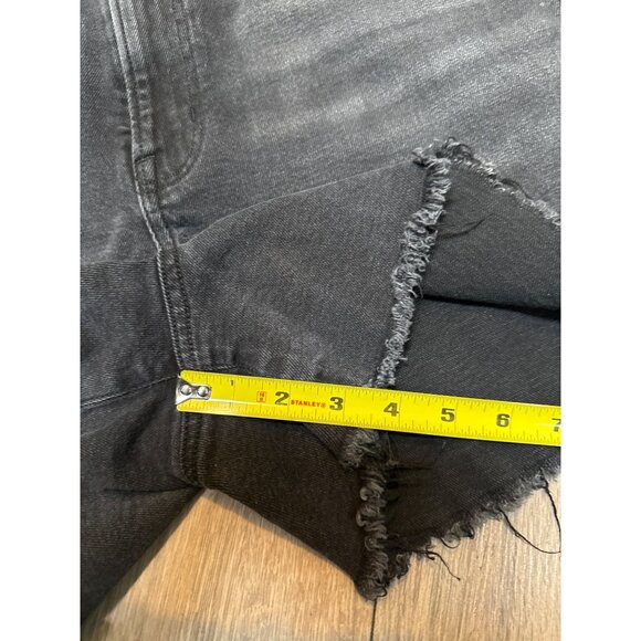 American Eagle Womens Black High-Waisted Stretch Denim Shorts With Frayed Hems S - Picture 7 of 8